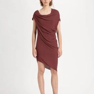 Helmut Lang Wine Colored Asymmetrical Mini Dress